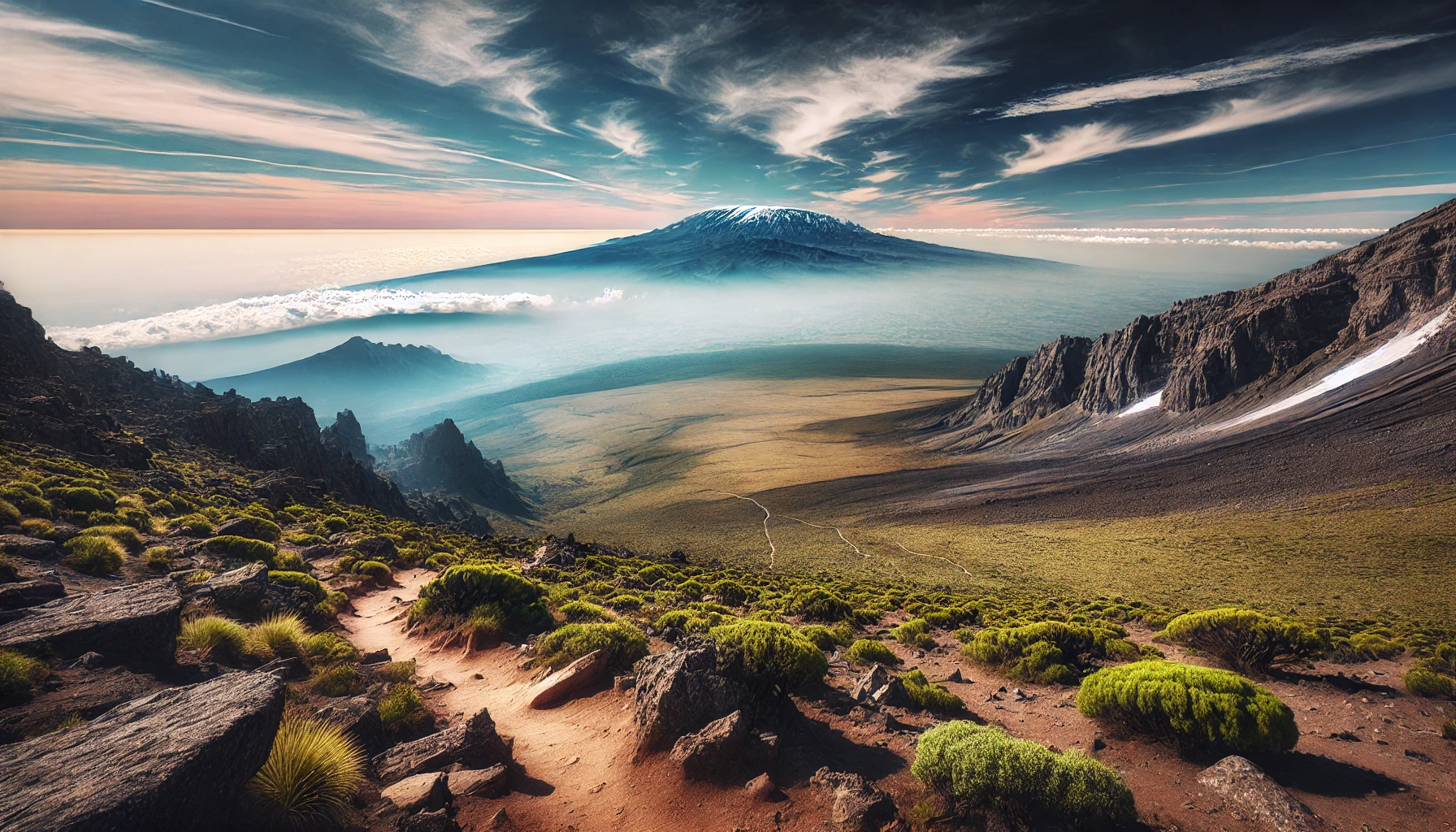 Scenic landscape from the climb mount kilimanjaro